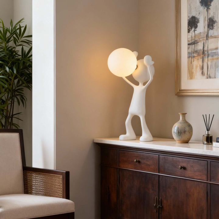 Nuvako White Lamp – Sculptural Art Deco Table Light