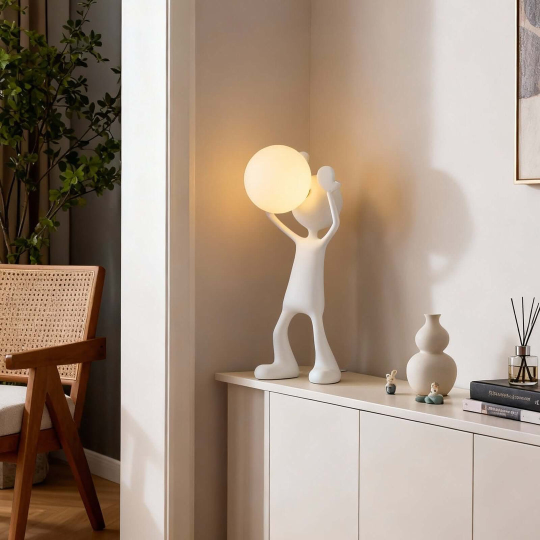 Nuvako White Lamp – Sculptural Art Deco Table Light