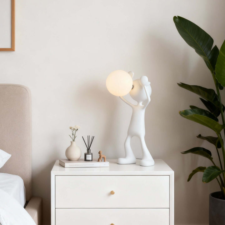 Nuvako White Lamp – Sculptural Art Deco Table Light