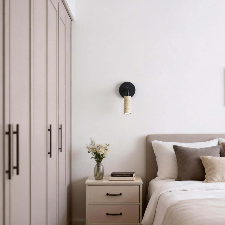 Nuvka Wall Light – Wabi Sabi Statement Travertine Bedside Lamp