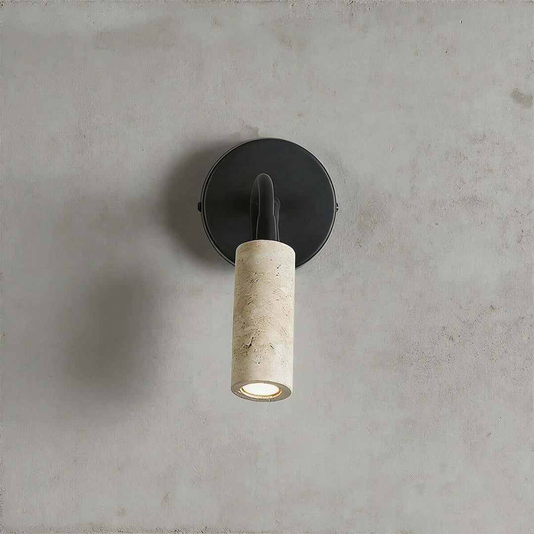 Nuvka Wall Light – Wabi Sabi Statement Travertine Bedside Lamp