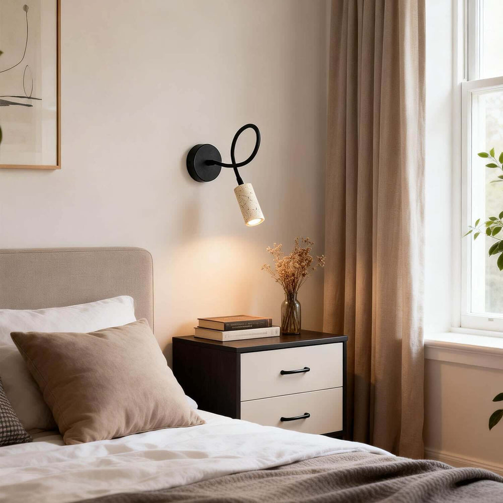 Nuvka Wall Light – Wabi Sabi Statement Travertine Bedside Lamp