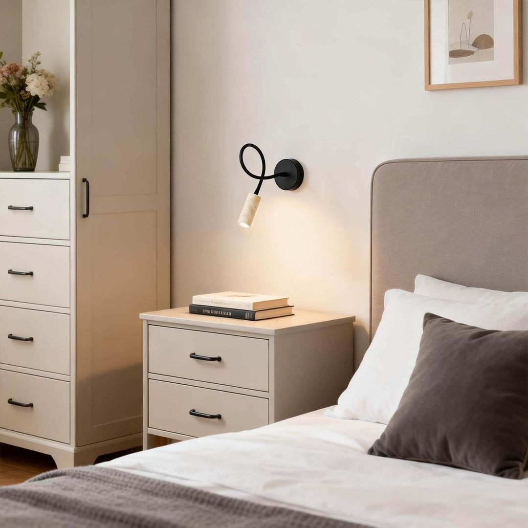 Nuvka Wall Light – Wabi Sabi Statement Travertine Bedside Lamp