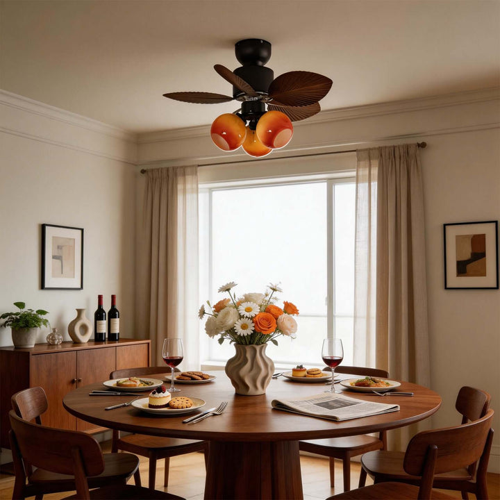 Nylox Ceiling Fan Light | Vintage Glass Living Room Light
