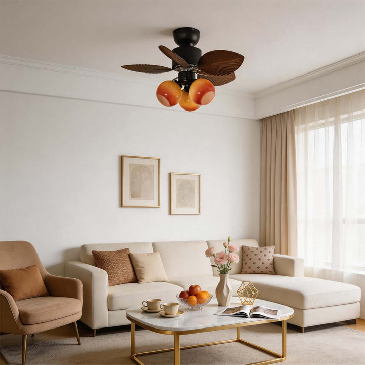 Nylox Ceiling Fan Light | Vintage Glass Living Room Light