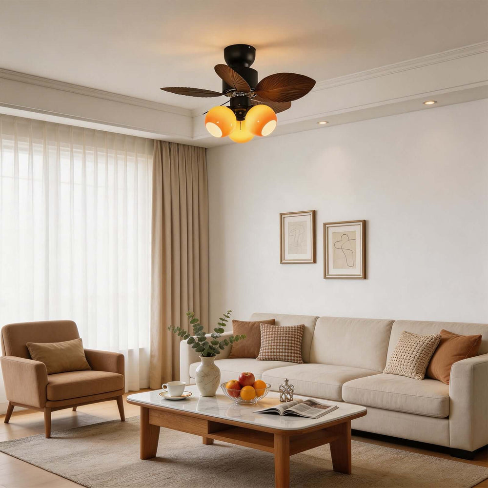 Nylox Ceiling Fan Light | Vintage Glass Living Room Light