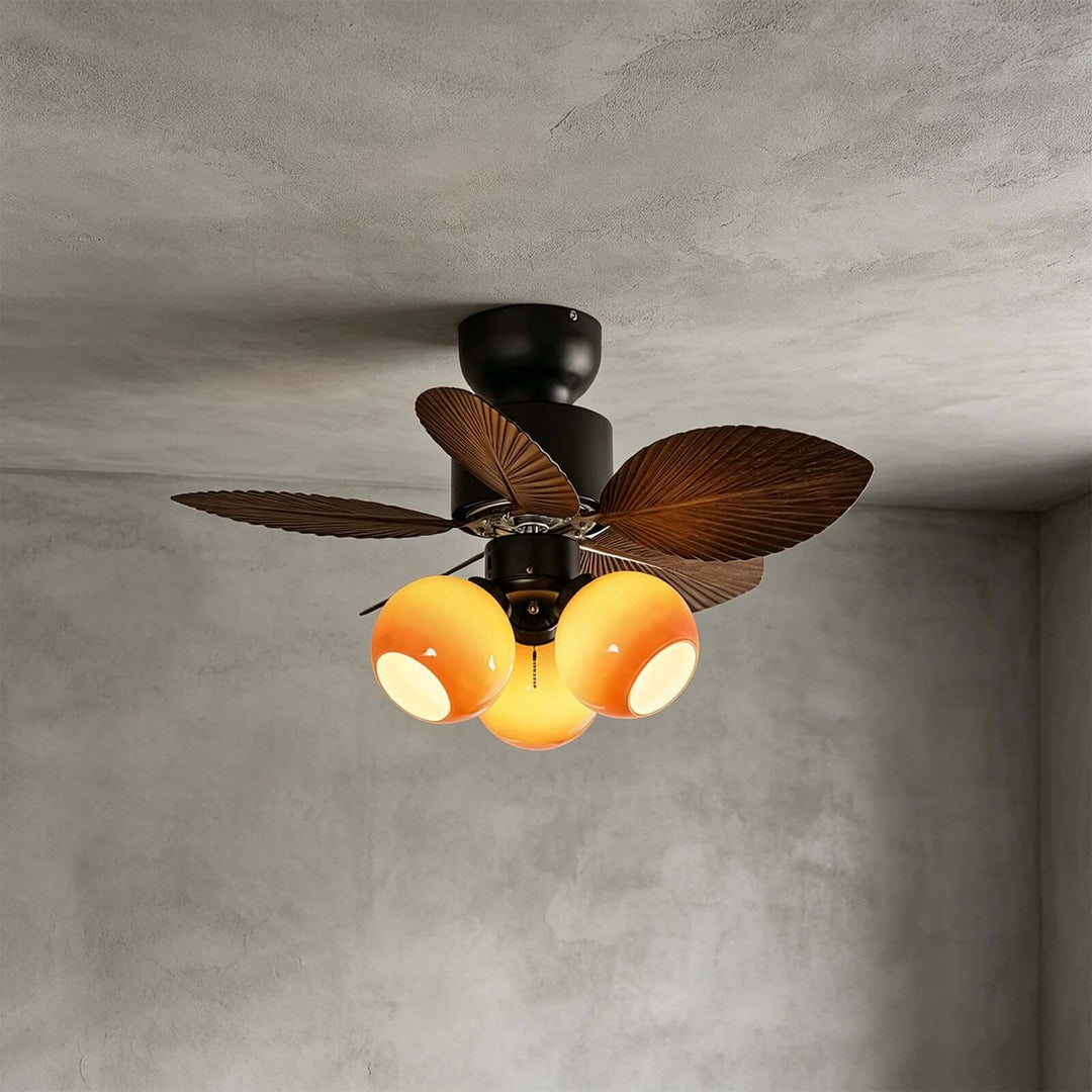 Nylox Ceiling Fan Light | Vintage Glass Living Room Light
