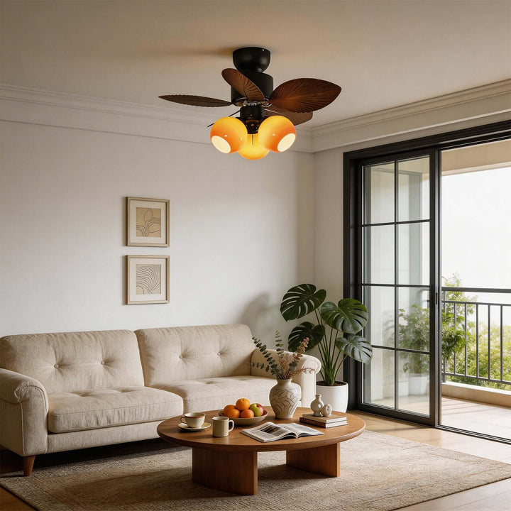 Nylox Ceiling Fan Light | Vintage Glass Living Room Light