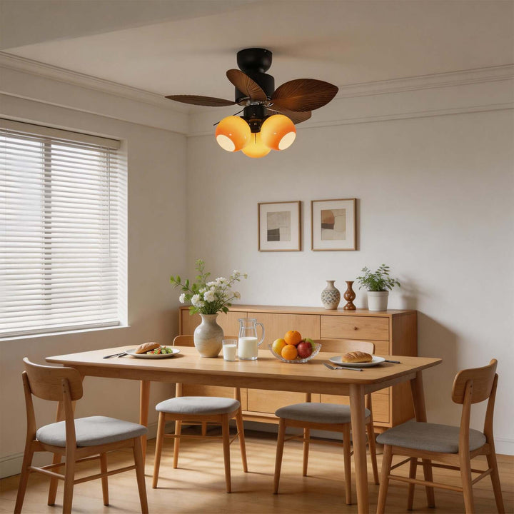 Nylox Ceiling Fan Light | Vintage Glass Living Room Light