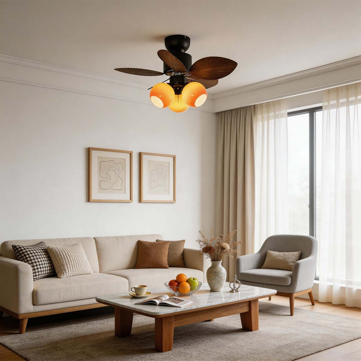 Nylox Ceiling Fan Light | Vintage Glass Living Room Light