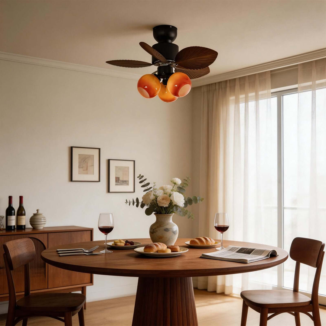Nylox Ceiling Fan Light | Vintage Glass Living Room Light