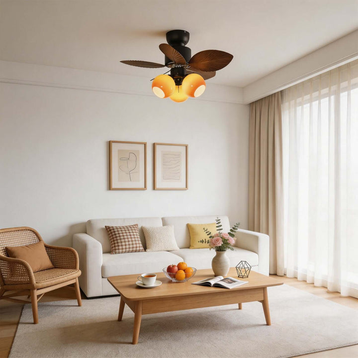 Nylox Ceiling Fan Light | Vintage Glass Living Room Light