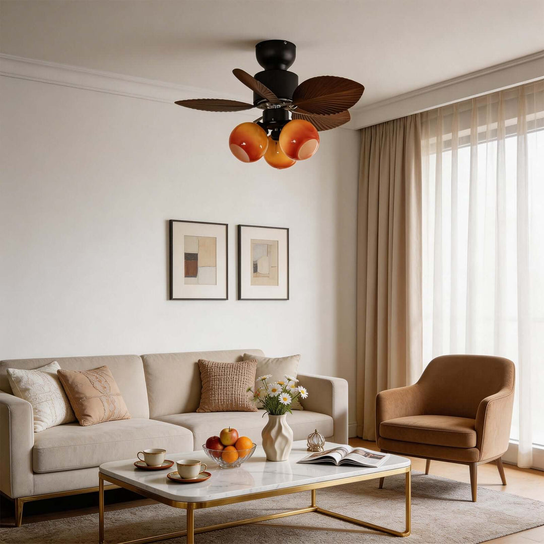 Nylox Ceiling Fan Light | Vintage Glass Living Room Light