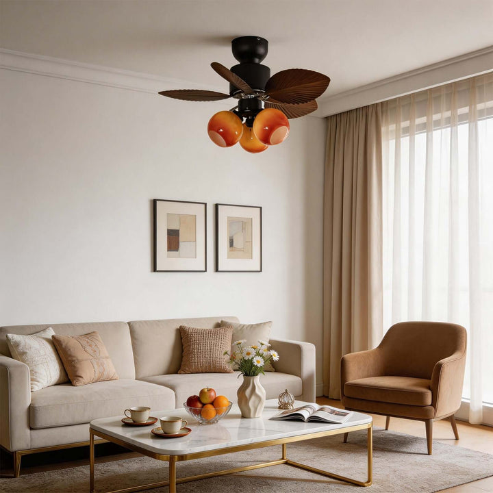 Nylox Ceiling Fan Light | Vintage Glass Living Room Light