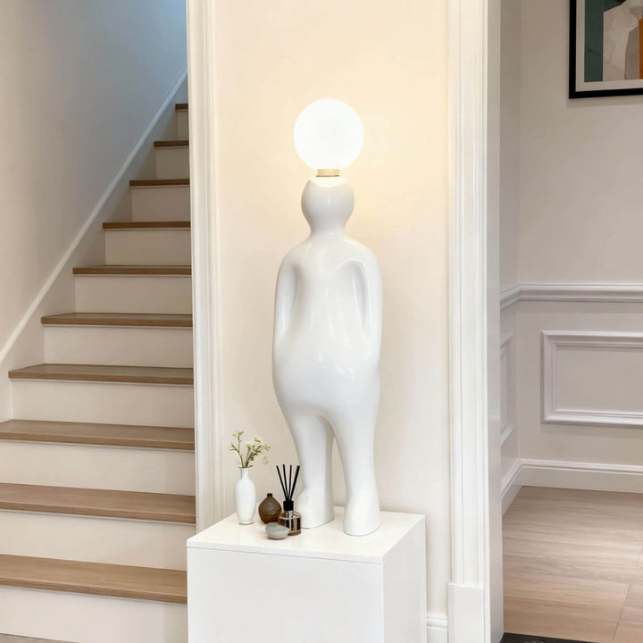 Olunor White Sculpture Table Lamp – Decorative Living Room Light