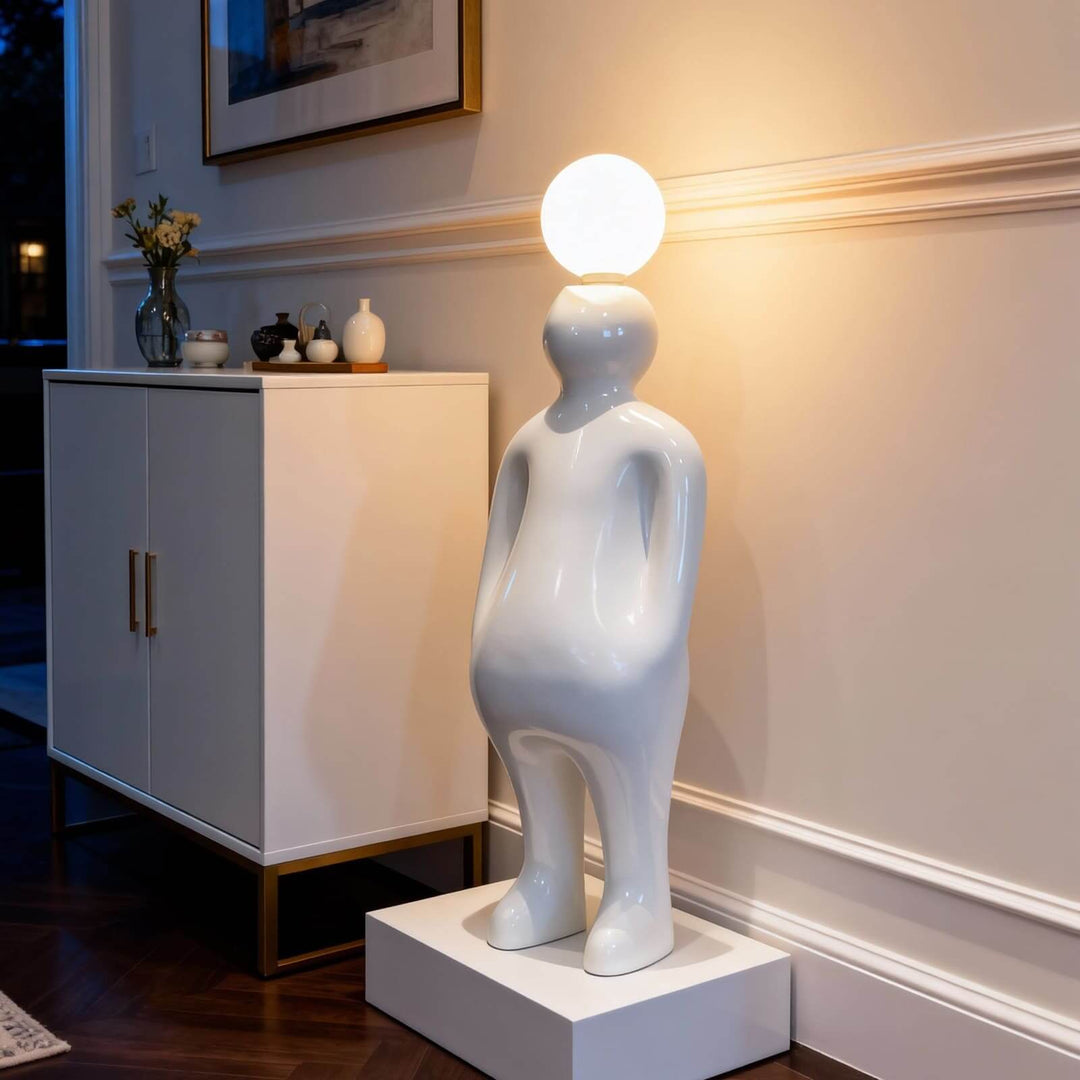 Olunor White Sculpture Table Lamp – Decorative Living Room Light