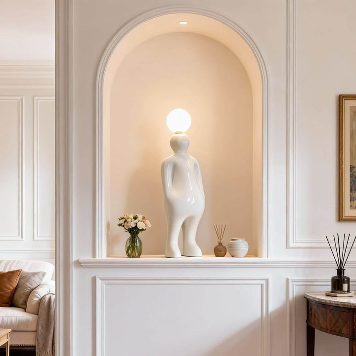 Olunor White Sculpture Table Lamp – Decorative Living Room Light
