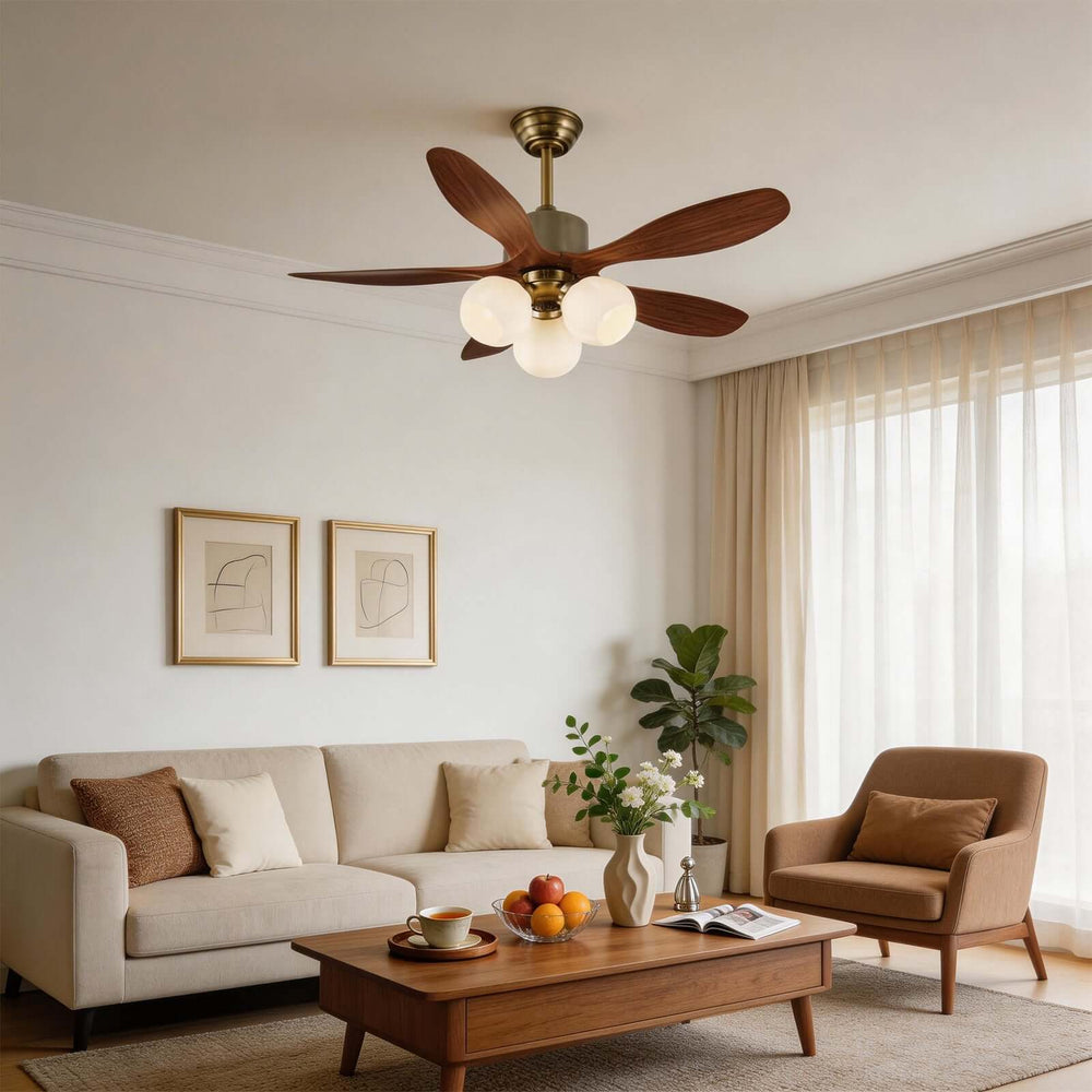 Olvyn Ceiling Fan Light | Stylish Glass Living Room Light