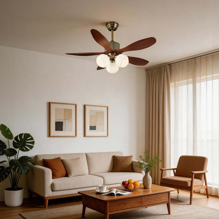 Olvyn Ceiling Fan Light | Stylish Glass Living Room Light