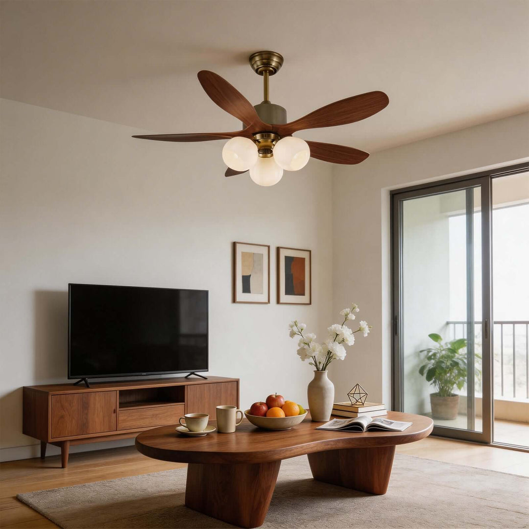 Olvyn Ceiling Fan Light | Stylish Glass Living Room Light