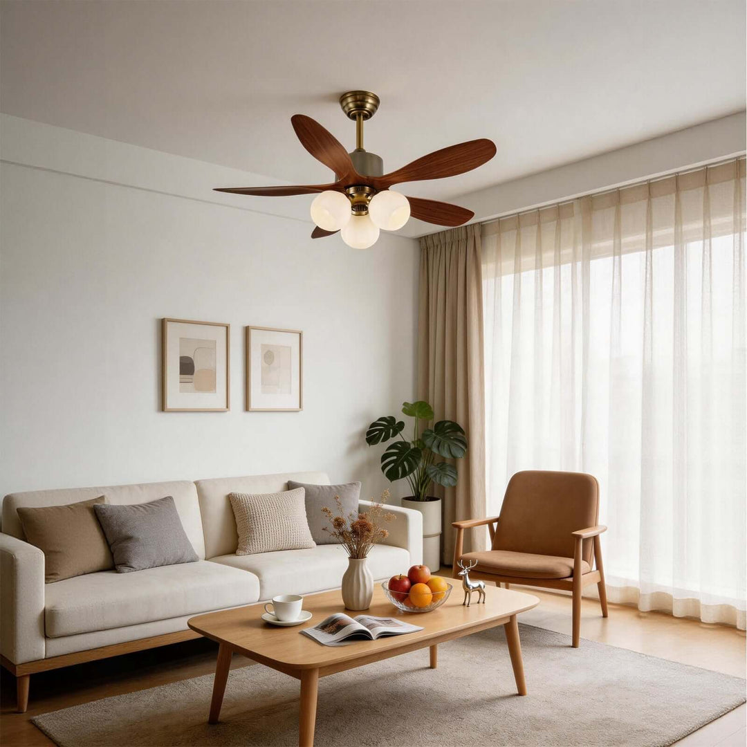 Olvyn Ceiling Fan Light | Stylish Glass Living Room Light