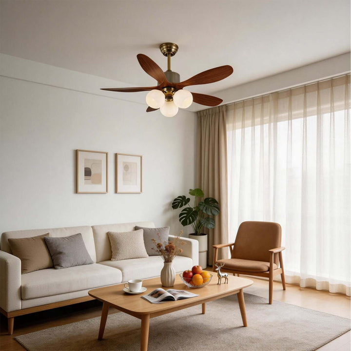 Olvyn Ceiling Fan Light | Stylish Glass Living Room Light