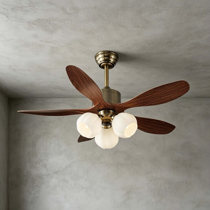 Olvyn Ceiling Fan Light | Stylish Glass Living Room Light
