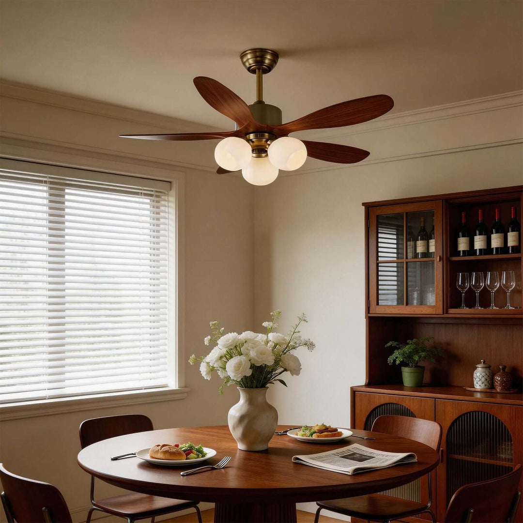 Olvyn Ceiling Fan Light | Stylish Glass Living Room Light