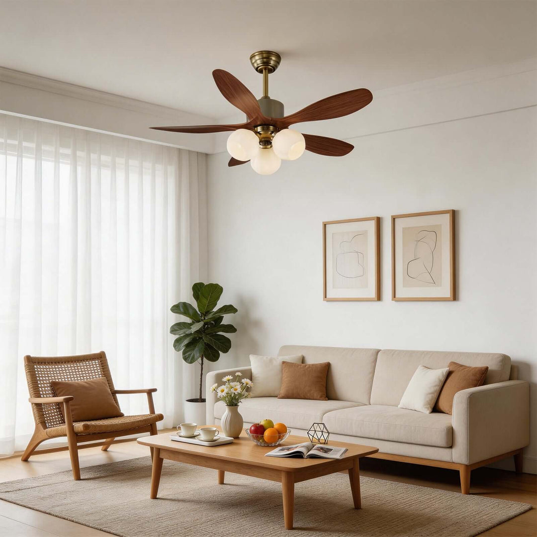Olvyn Ceiling Fan Light | Stylish Glass Living Room Light