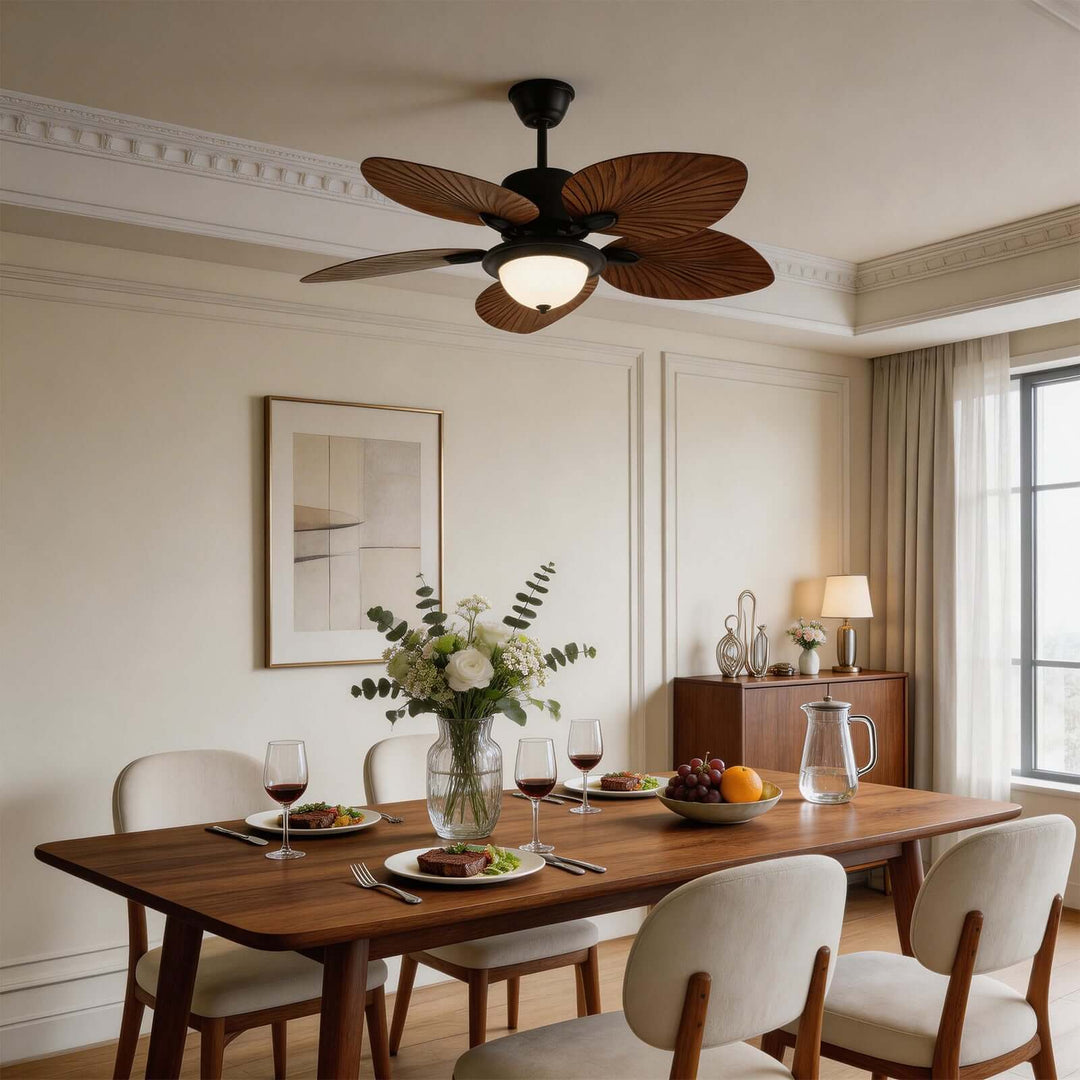 Orynx Ceiling Fan Light | Vintage Creamy Glass Dining Light