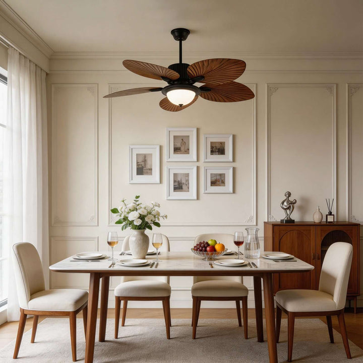 Orynx Ceiling Fan Light | Vintage Creamy Glass Dining Light