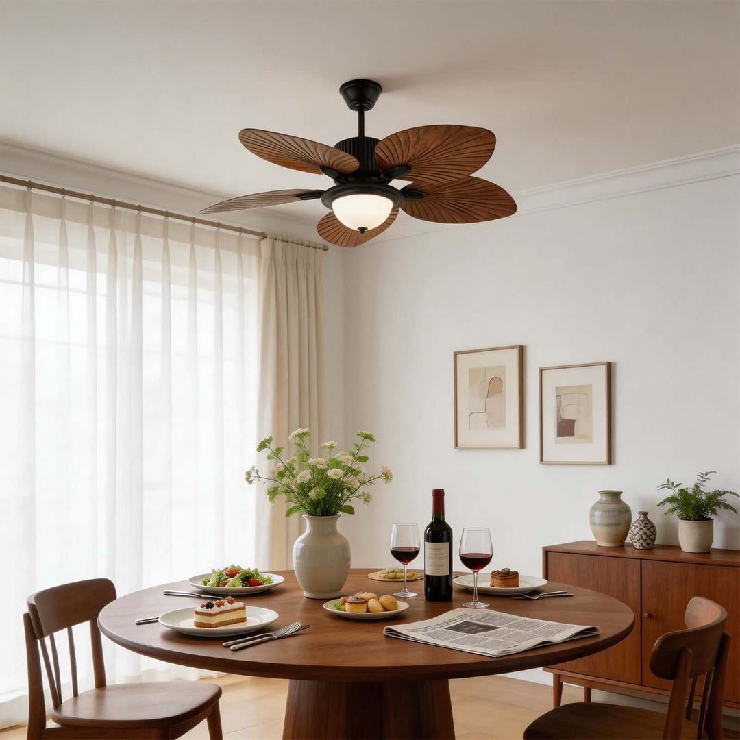 Orynx Ceiling Fan Light | Vintage Creamy Glass Dining Light