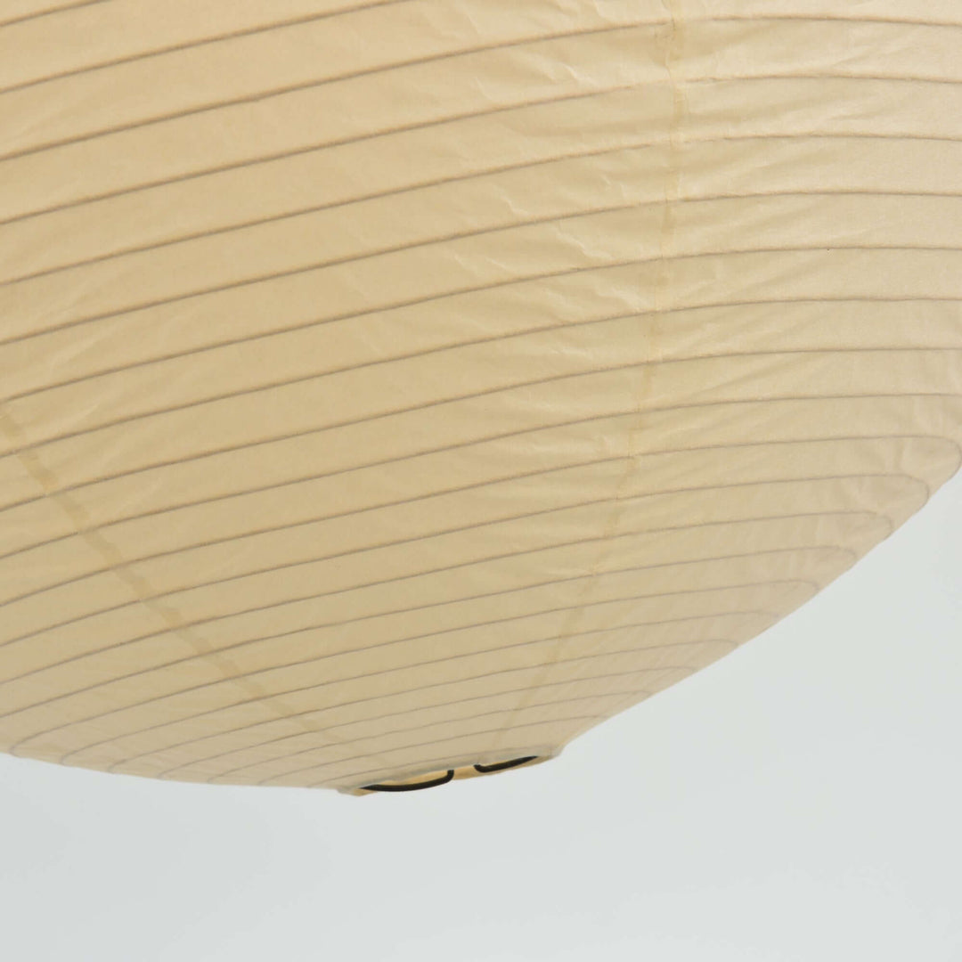Bottom shade detail of a washi paper globe pendant light