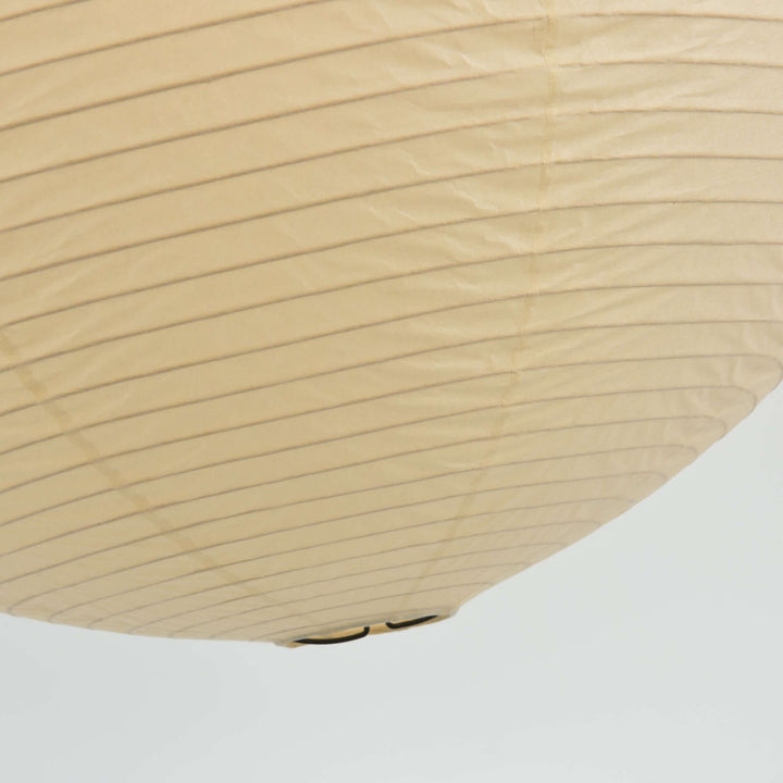 Bottom shade detail of a washi paper globe pendant light