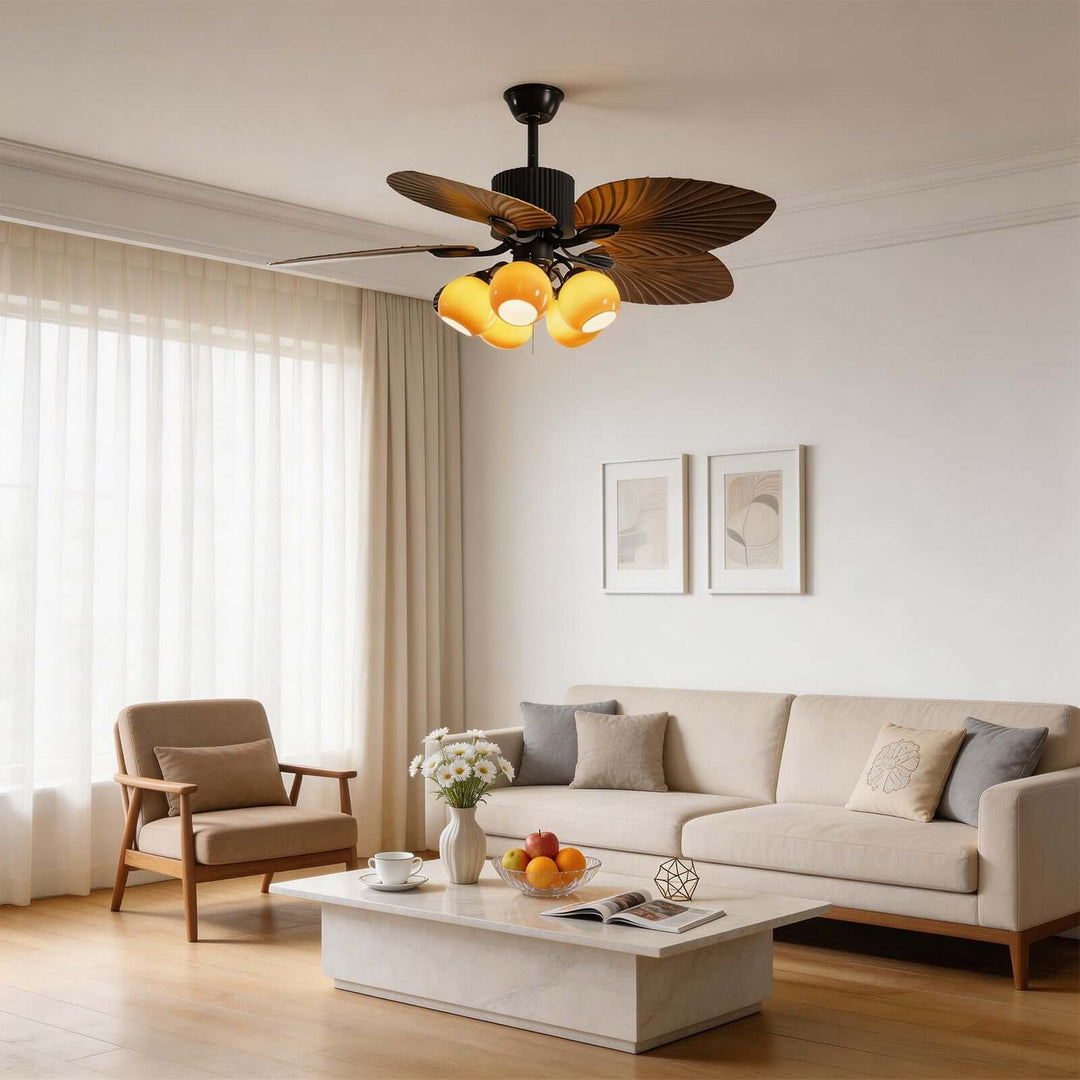 Phrex Ceiling Fan Light | Vintage Glass Living Room Light