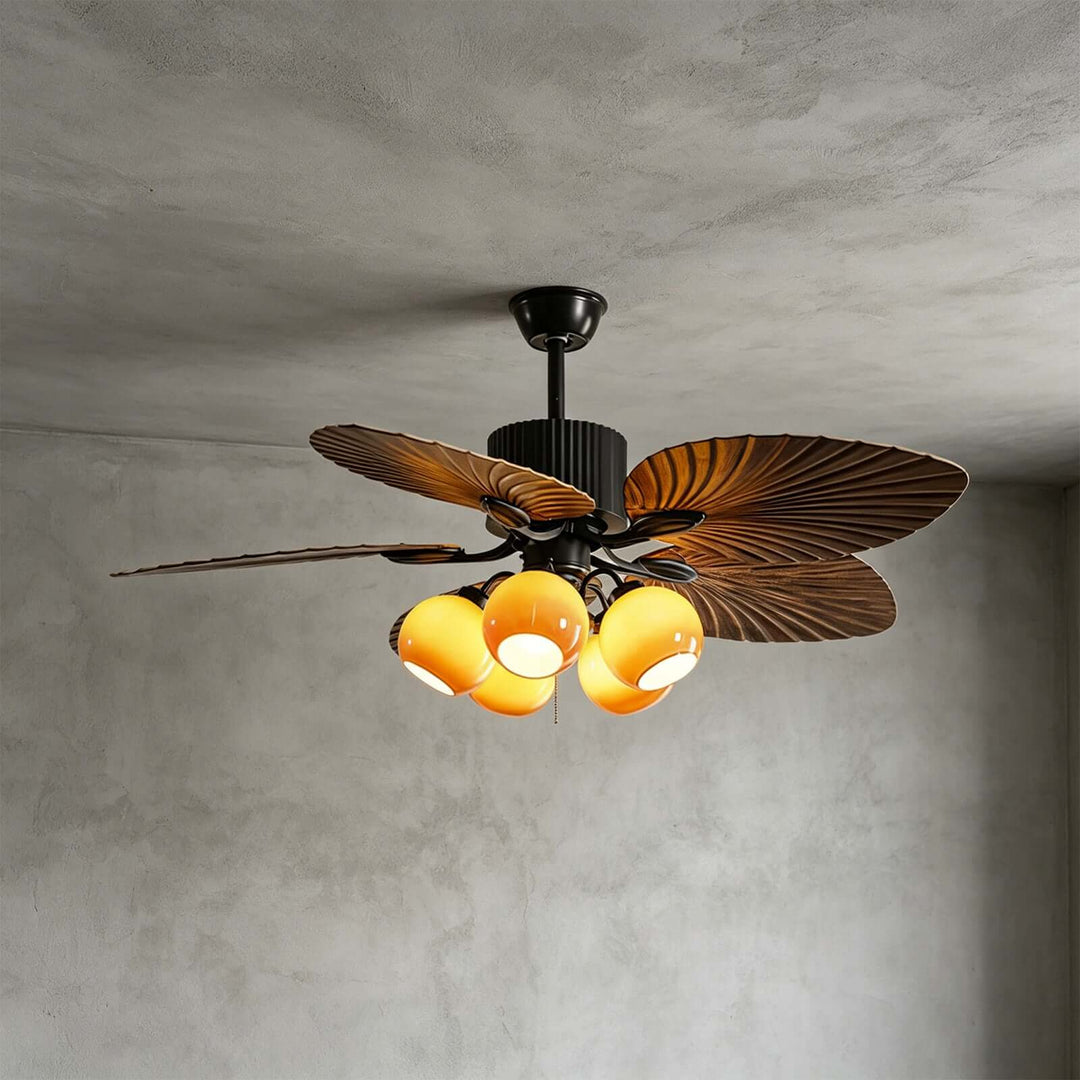 Phrex Ceiling Fan Light | Vintage Glass Living Room Light