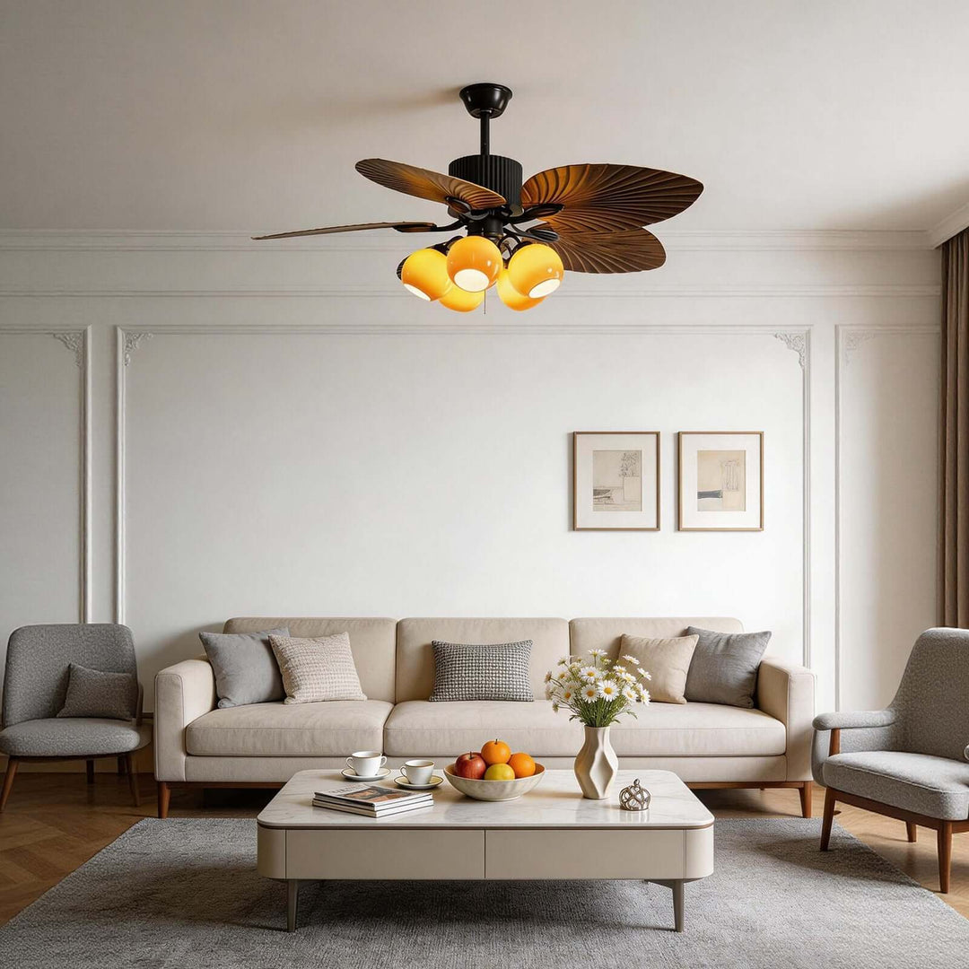 Phrex Ceiling Fan Light | Vintage Glass Living Room Light