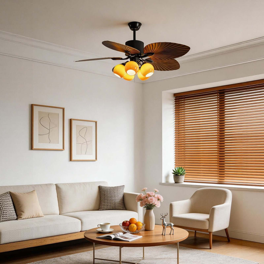 Phrex Ceiling Fan Light | Vintage Glass Living Room Light