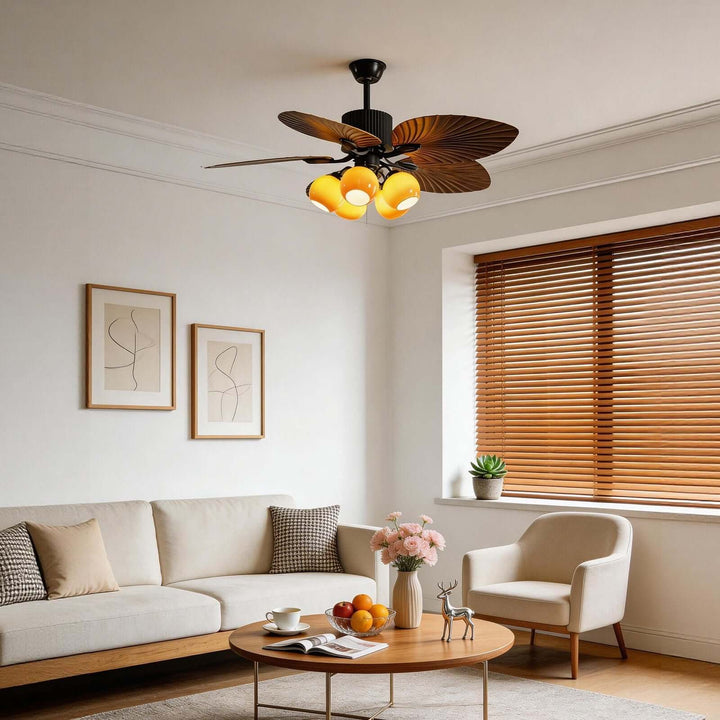 Phrex Ceiling Fan Light | Vintage Glass Living Room Light