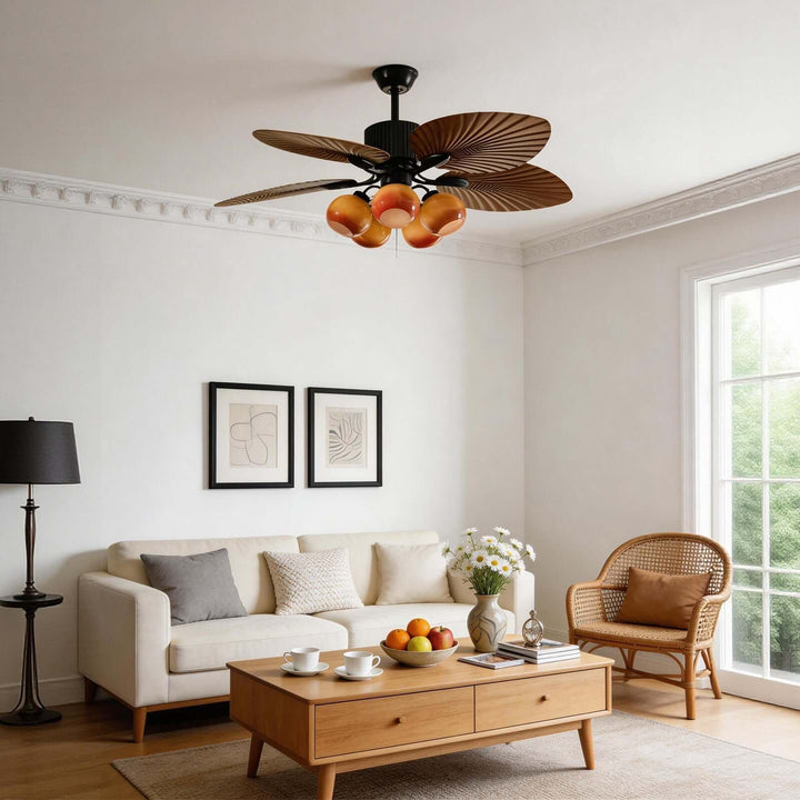 Phrex Ceiling Fan Light | Vintage Glass Living Room Light