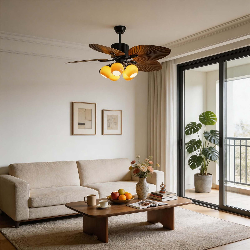 Phrex Ceiling Fan Light | Vintage Glass Living Room Light