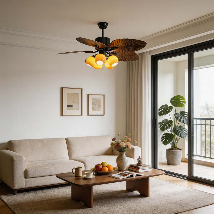 Phrex Ceiling Fan Light | Vintage Glass Living Room Light