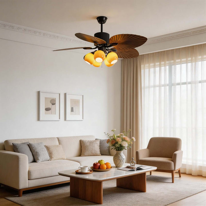 Phrex Ceiling Fan Light | Vintage Glass Living Room Light