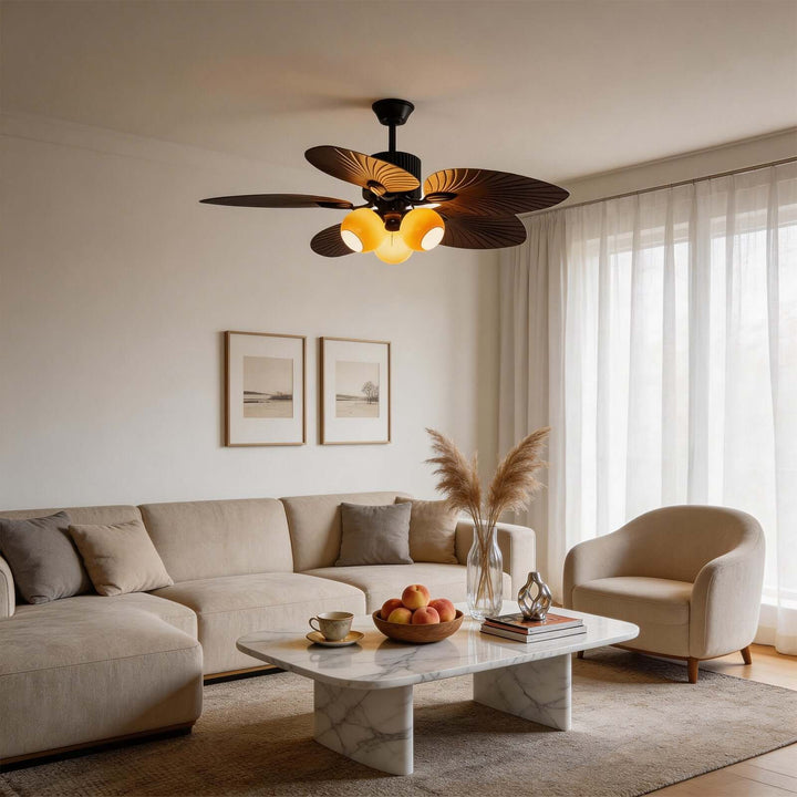 Phrex Ceiling Fan Light | Vintage Glass Living Room Light