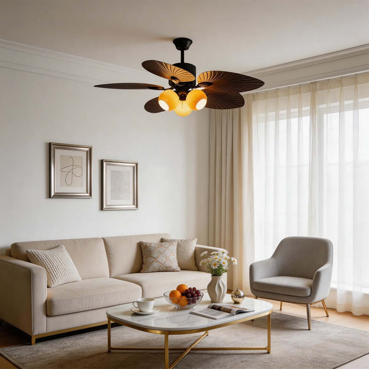 Phrex Ceiling Fan Light | Vintage Glass Living Room Light