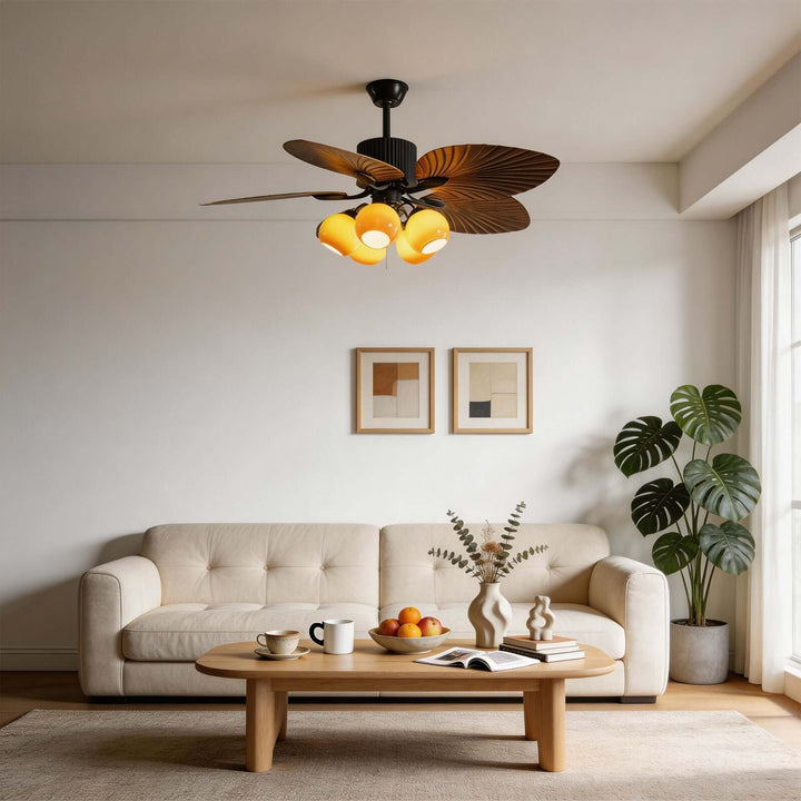 Phrex Ceiling Fan Light | Vintage Glass Living Room Light