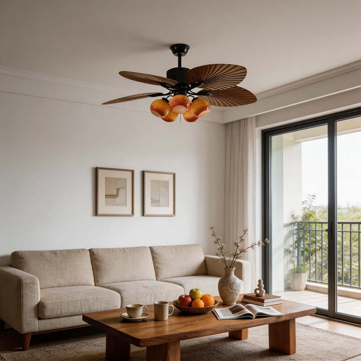 Phrex Ceiling Fan Light | Vintage Glass Living Room Light
