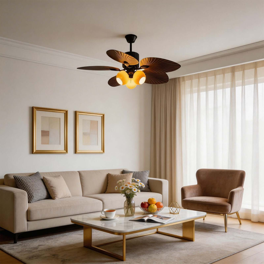 Phrex Ceiling Fan Light | Vintage Glass Living Room Light