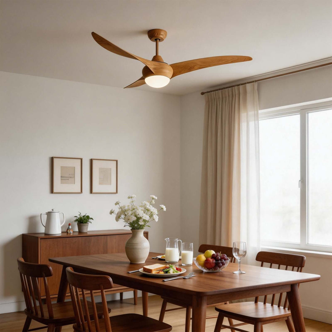 Phryne Ceiling Fan Light - Modern Minimalist Wood Grain ABS