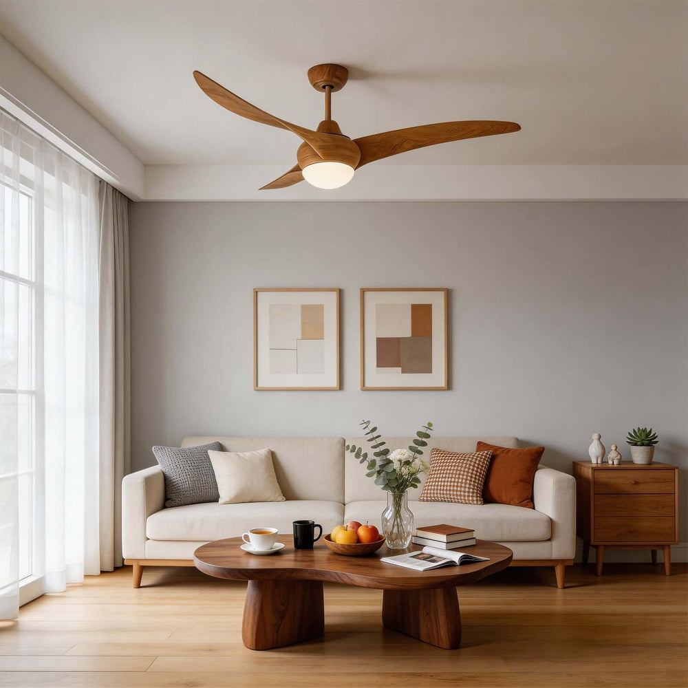 Phryne Ceiling Fan Light - Modern Minimalist Wood Grain ABS
